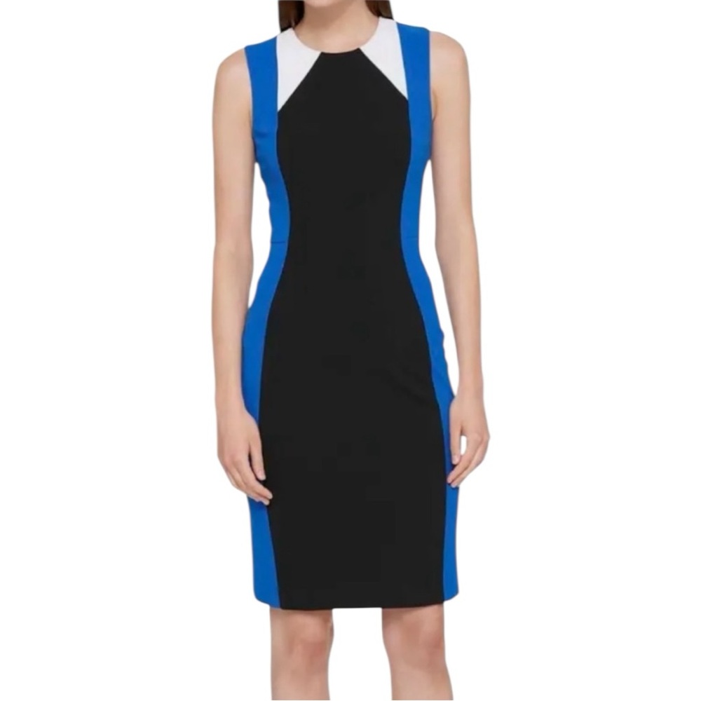 Tommy Hilfiger‎ Women’s Blue Black Color Block Sleeveless Sheath Dress  Sz S
